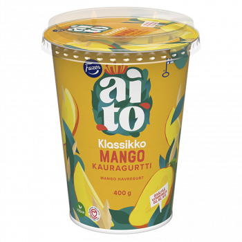 Mango-flavored oat treat...